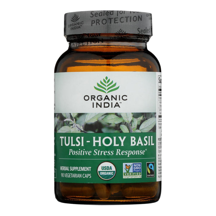 Organic India Tulsi Holy Basil Whole Herb Supplement - 90 Capsules