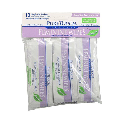 Puretouch Flushable Moist Feminine Wipes for Intimate Care - 12 Packets