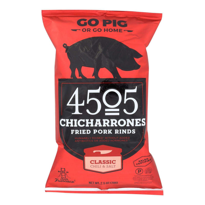 4505 Pork Rinds Chicharones, Chili Salt Fiesta Snack (Pack of 12 - 2.5 Oz.)