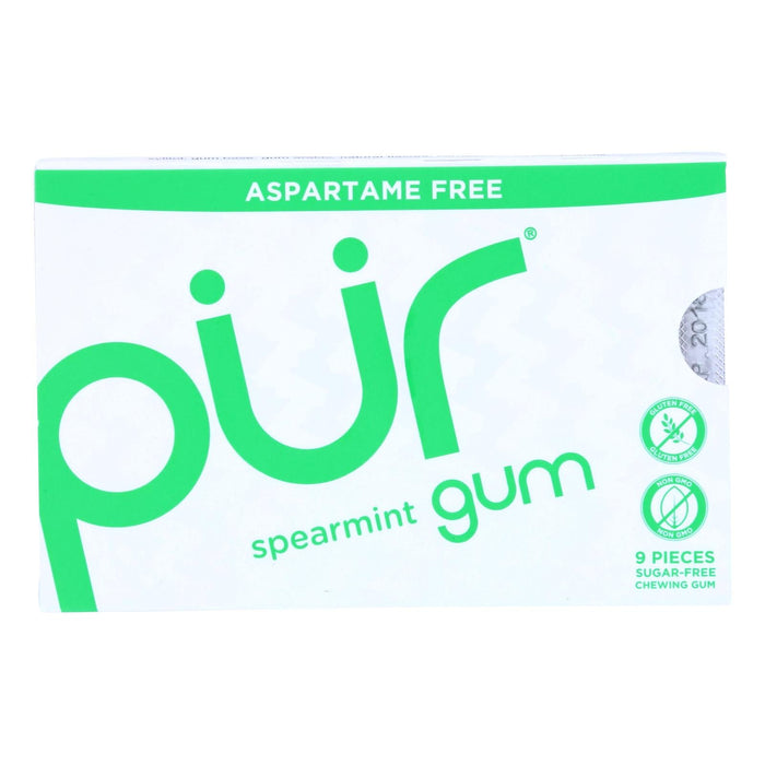 Pur Gum - Aspartame-Free Spearmint Gum - 12.6g - 9 Pieces (12-Pack)