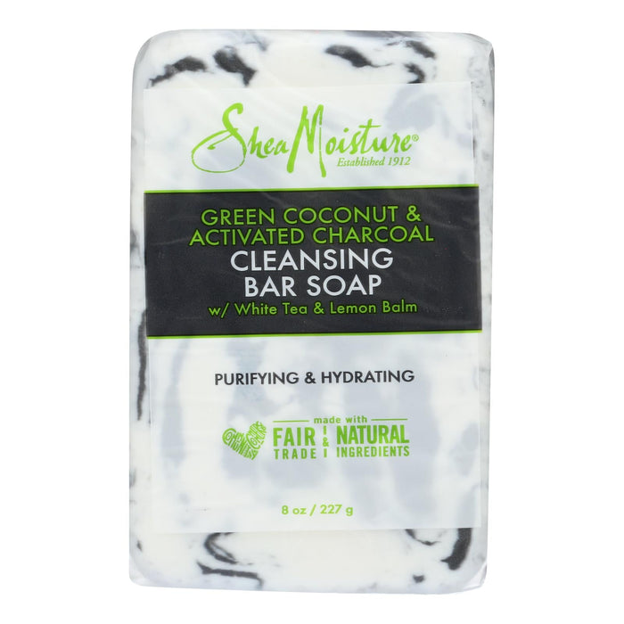 Shea Moisture Cleansing Bar Soap Green Coconut Charcoal (Pack of 1 - 8 Oz).