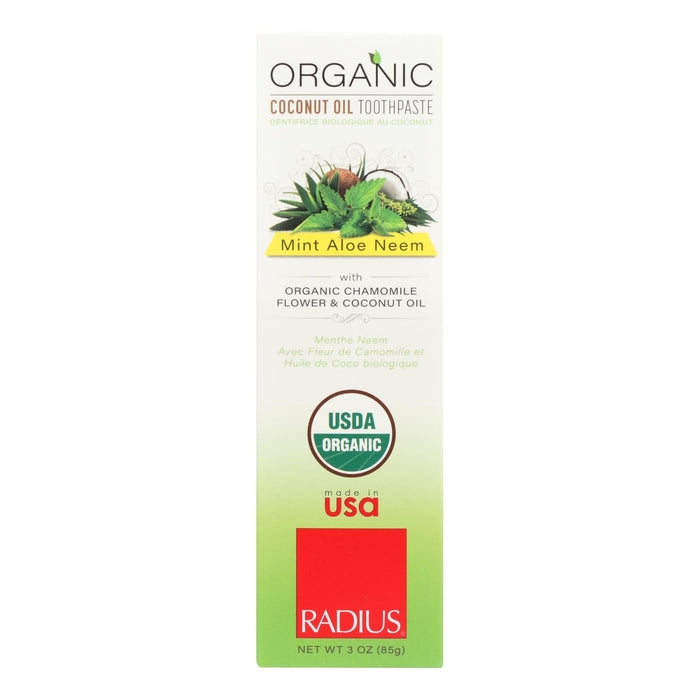 Radius Whitening Mint Aloe Neem Toothpaste, 3 Oz.