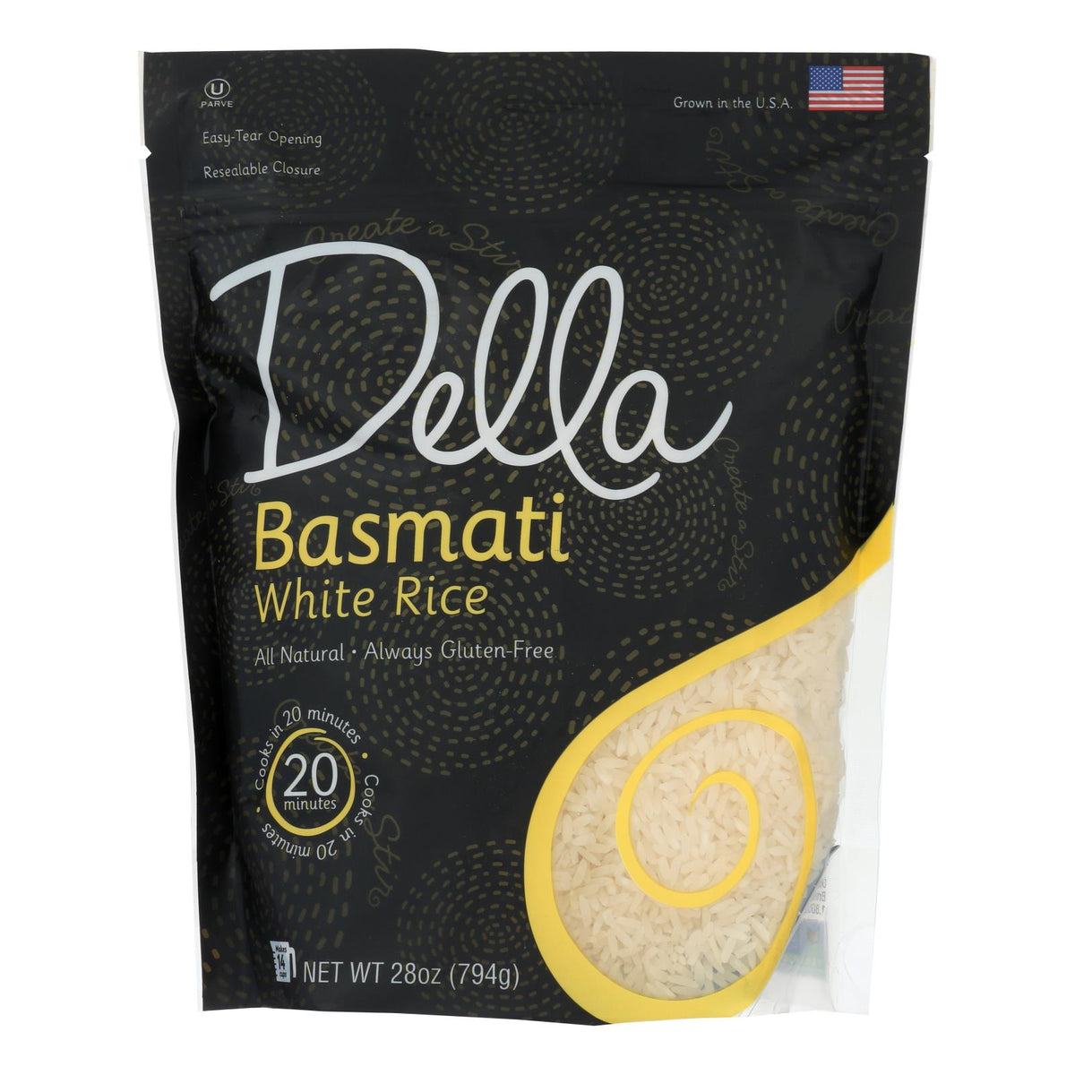 Della Basmati White Rice, Premium Aromatic, Case of 6, 28 Oz Bags ...