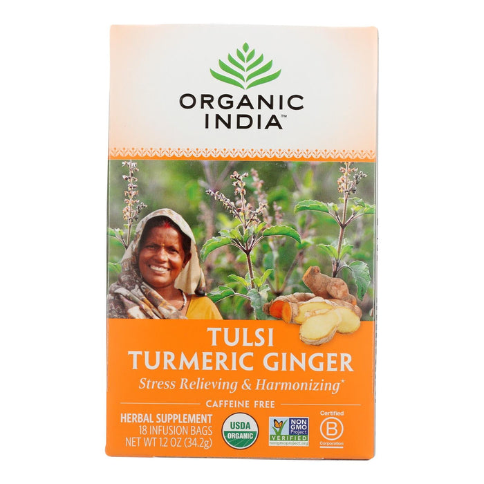 Organic India Tulsi Turmeric Ginger Tea (18 Bags/6 Pack)