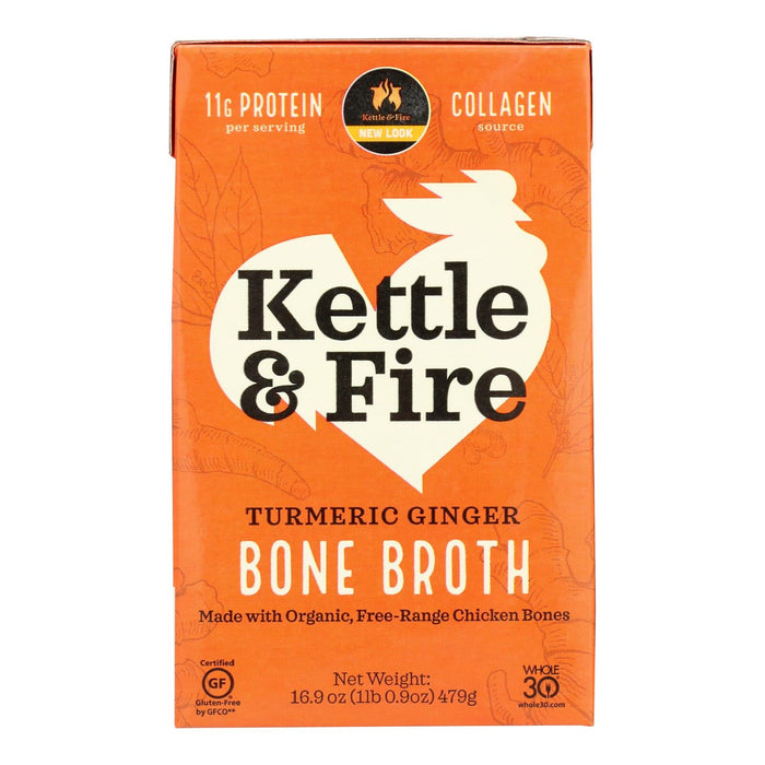 Kettle & Fire Turmeric Ginger Chicken Bone Broth (6-Pack of 16.9 Oz. Cartons)