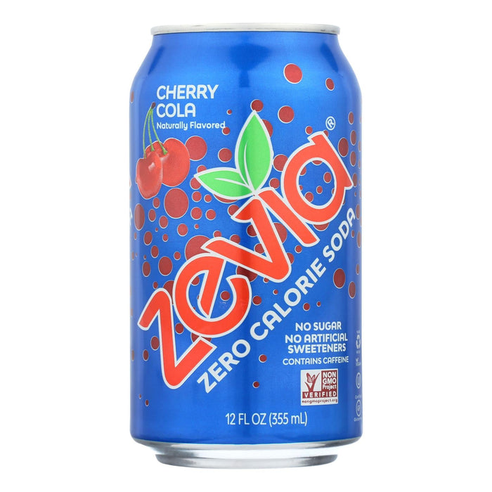 Zevia Zero Calorie Cherry Cola: Refreshing Sparkling Soda, 12 Oz Cans (Pack of 4 six packs)