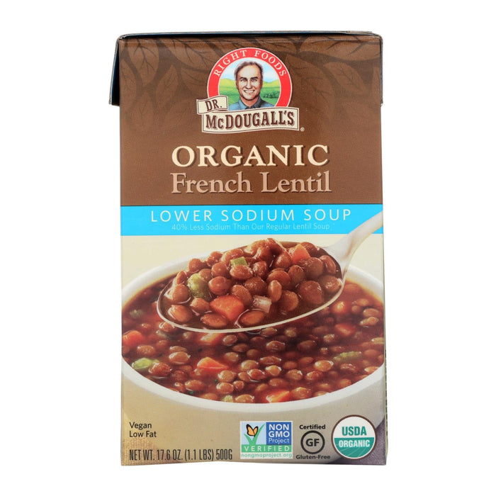 Dr. Mcdougall's Organic French Lentil Lower Sodium Soup - Case Of 6 - 17.6 Oz
