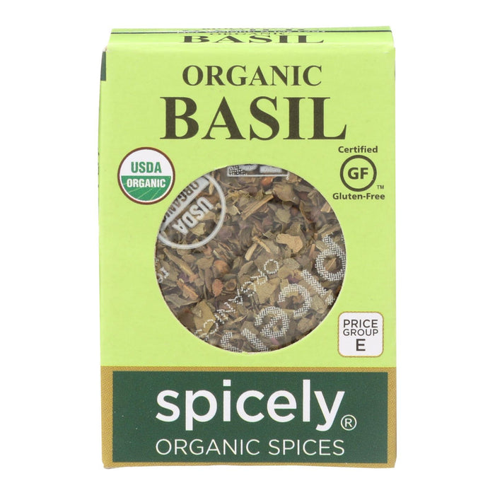 Spicely Organics Premium Organic Basil Leaves - Case of 6 - 0.1 Oz. Packs