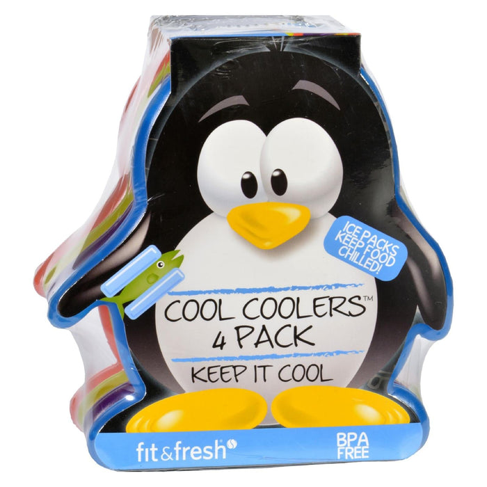 Fit and Fresh (Pack of 4) Cool Coolers Multicolored Penguin Ice Packs
