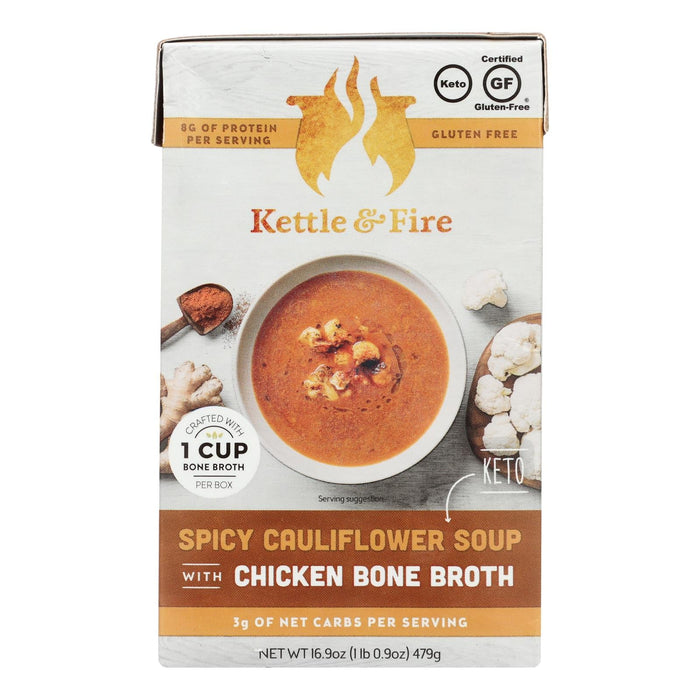 Kettle & Fire Keto Soup: Spicy Cauli-Chickpea, 6-Pack, 16.9 oz Each