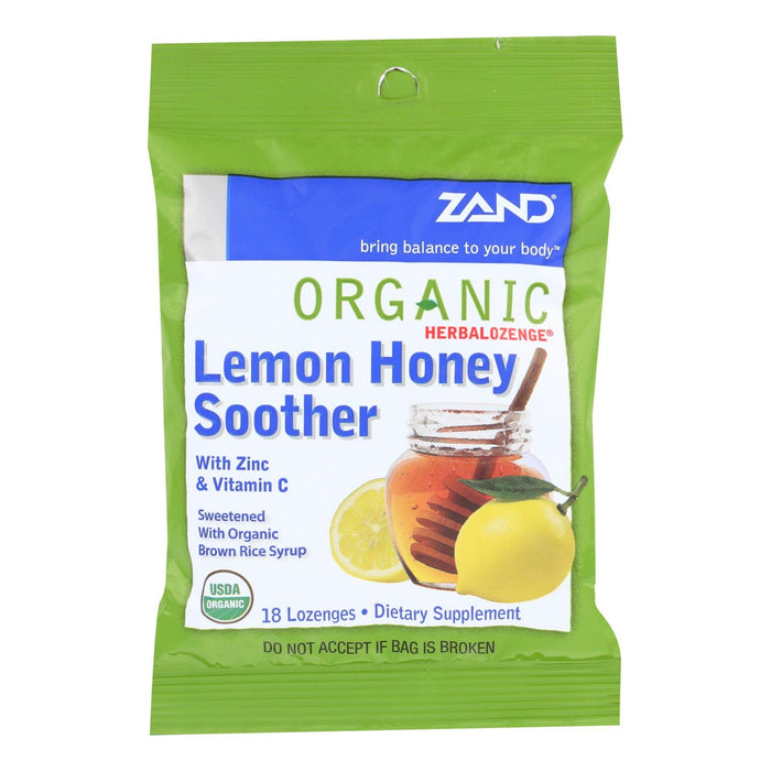 Zand Organic Lemon Honey Herbal Lozenges (Pack of 12 - 18 Count)