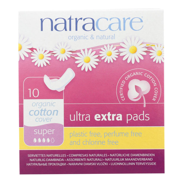 Natracare Ultra Extra Absorbent Pads with Wings (Pack of 10) - Super