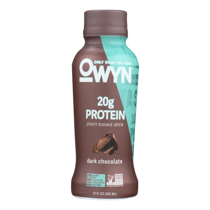 OWYN - Plant-Based Protein Shake - Dark Chocolate - 12 Fl Oz. (Pack of 12)