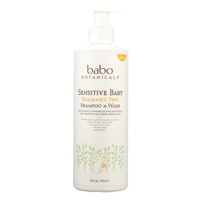 Babo Botanicals Fragrance-Free Body Wash - Gentle Daily Cleanser for Sensitive Skin - 16 Fl Oz