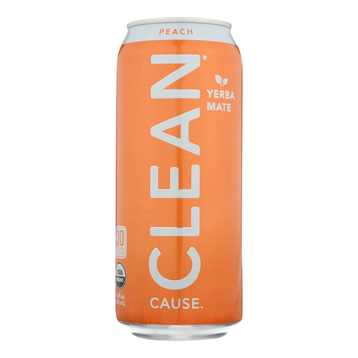 Clean Cause Peach Yerba Mate, 12-Pack of 16 Fl Oz Cans