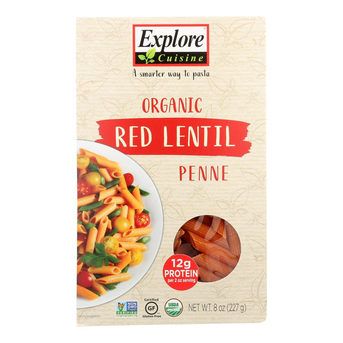 Explore Cuisine Organic Red Lentil Penne, Pack of 6 - 8 Oz.