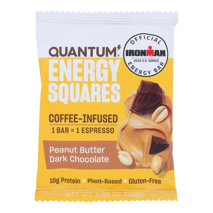 Quantum Energy Squares Bar - Peanut Butter Dark Chocolate - 1.69 Oz Bar - Pack of 8