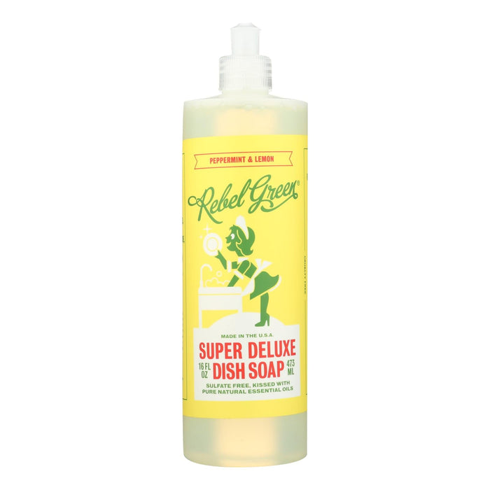 Rebel Green Dish Soap - Peppermint and Lemon 16 Fl Oz (Pack of 4)