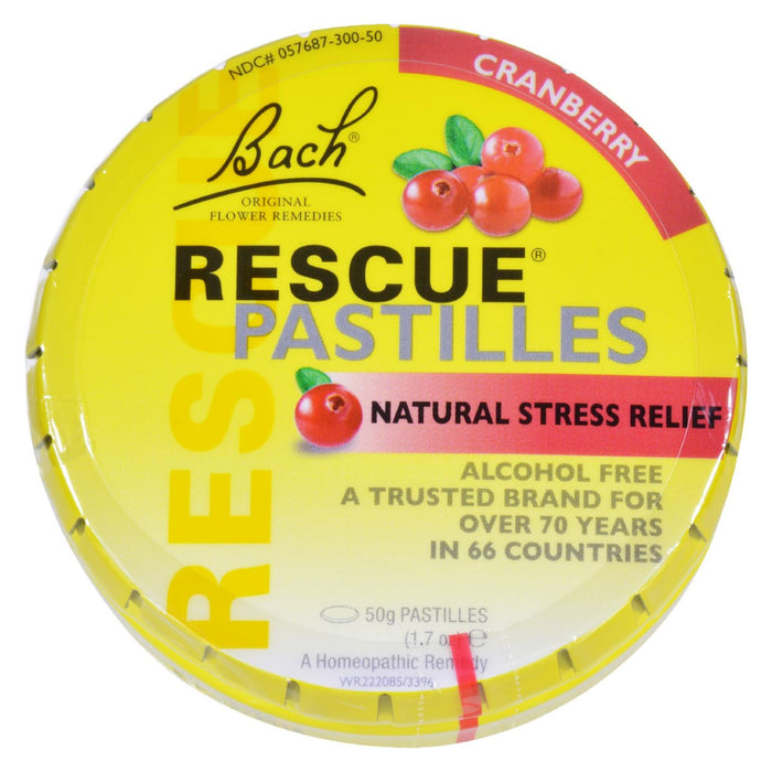 Bach Rescue Remedy Pastilles - 50g Cranberry Pastilles (Pack of 12)