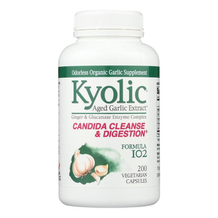 Kyolic Aged Garlic Extract Candida Cleanse & Digestion Support, 200 Vegetarian Capsules
