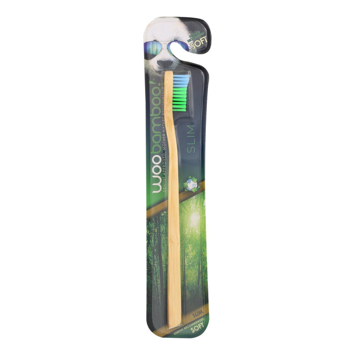 Woobamboo Toothbrushes Slim 1 Ct. Soft Blue & Green (Pack of 6)