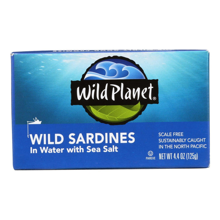 Wild Planet Sustainable, Non-GMO Wild Sardines in Spring Water (Pack of 12 - 4.375 Oz. Cans)