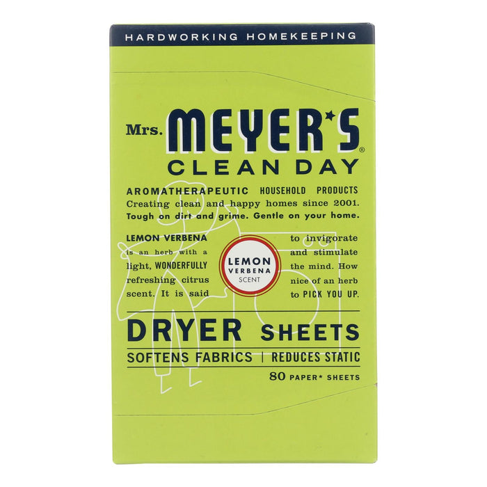 Mrs. Meyer's Clean Day Lemon Verbena Infused Dryer Sheets (Pack of 12 - 80 Sheets)