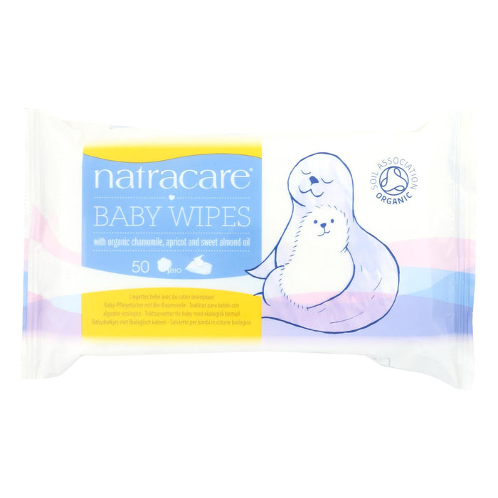 Natracare Gentle Organic Cotton Baby Wipes for Sensitive Skin (Pack of 50)
