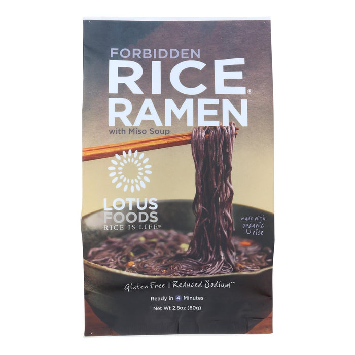 Lotus Foods Organic Forbidden Rice Ramen with Miso Soup - 10 Packets of 2.8 Oz