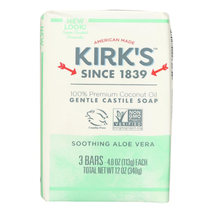 Kirks Natural Coco Castile Aloe Vera Bar Soap - 3 Pack - 0.75 Oz