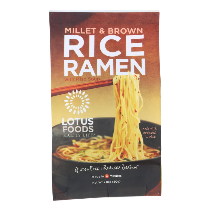 Lotus Foods Organic Millet and Brown Rice Ramen with Miso Soup - 2.8 Oz (Pack of 10)