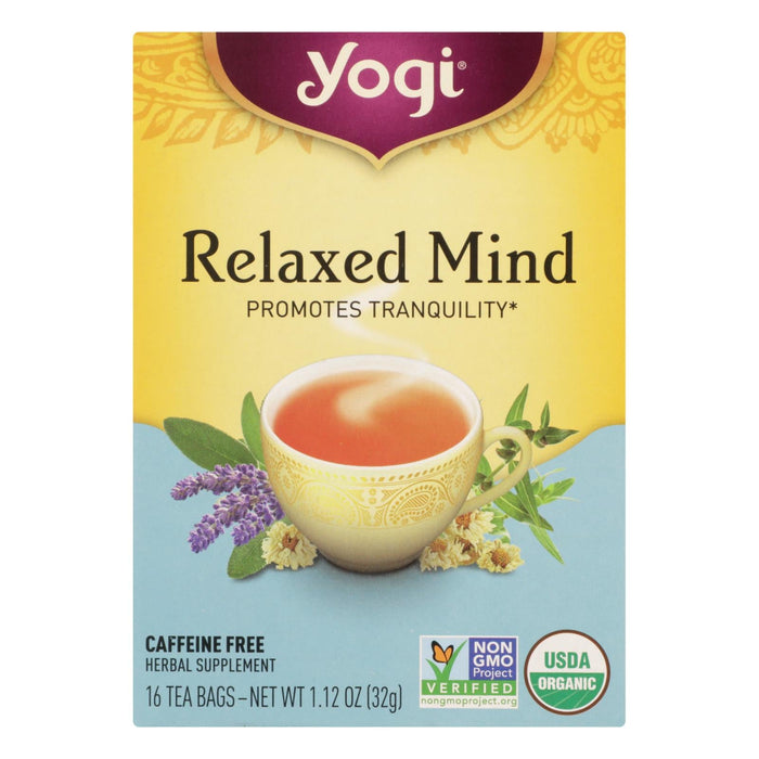 Yogi Tea: Relaxed Mind Caffeine-Free Herbal Tea with Calming Ingredients for Tranquility (Pack of 6, 16 Tea Bags)