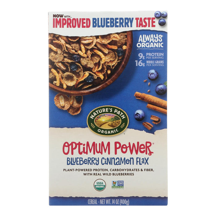 Nature's Path Organic Optimum Power Flax Cereal - Blueberry Cinnamon - 14 Oz. (Pack of 12)