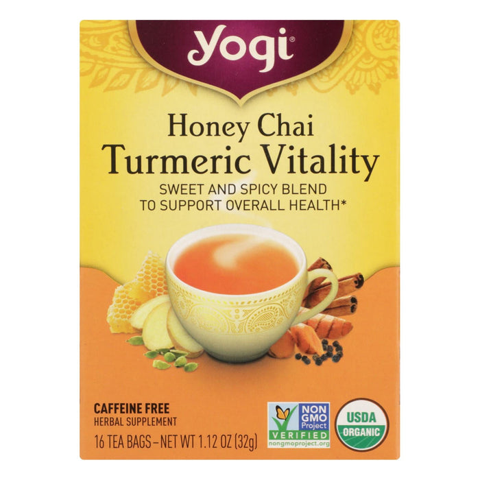 Yogi Tea Organic Honey Chai Turmeric - 6x16 Bags of Uplifting Tea