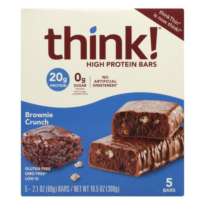 Think! Protein High Protein Brownie Crunch Bars (Pack of 6 - 5/2.1 Oz. Each)