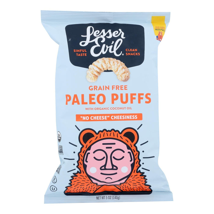 Lesser Evil Paleo Puffs Crunch - No-Cheese Cheesiness (Pack of 9 - 5 Oz.)