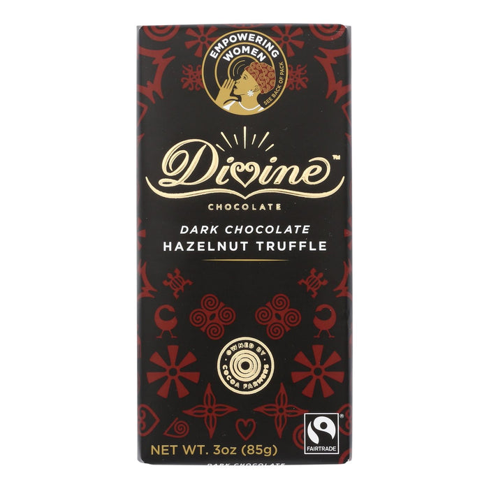 Divine Bar Dark Chocolate Hazelnut Truffle (Pack of 12 - 3 Oz.)