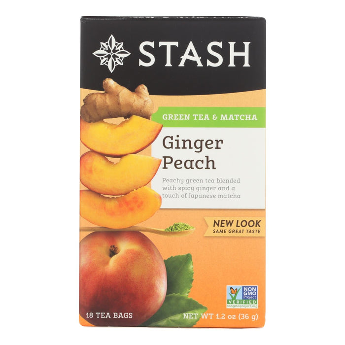 Stash Tea Ginger Peach Green Tea with Matcha (18 Tea Bags)