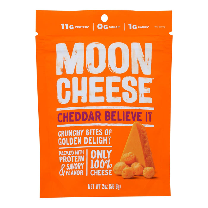 Moon Cheese Cheddar Dehydrated Cheese Snack for the Keto Diet, 12-Pack, 2 Oz. Bags