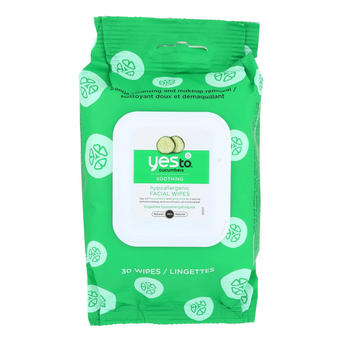 Yes To Cucumbers Facial Wipes (3 Packs of 30) - Soothing, Hypoallergenic