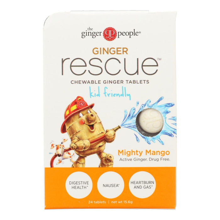 The Ginger People Ginger Rescue For Kids, Mighty Mango Chewable Tablets - 24ct, Case of 10