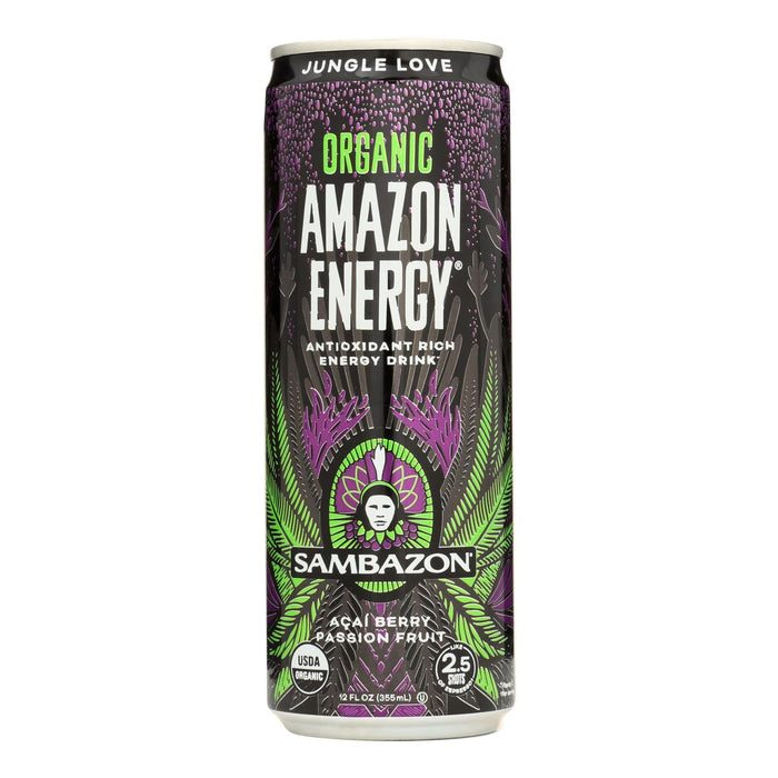 Sambazon Organic Amazon Energy Drink - Jungle Love, 12 Fl Oz, (Pack of 12)