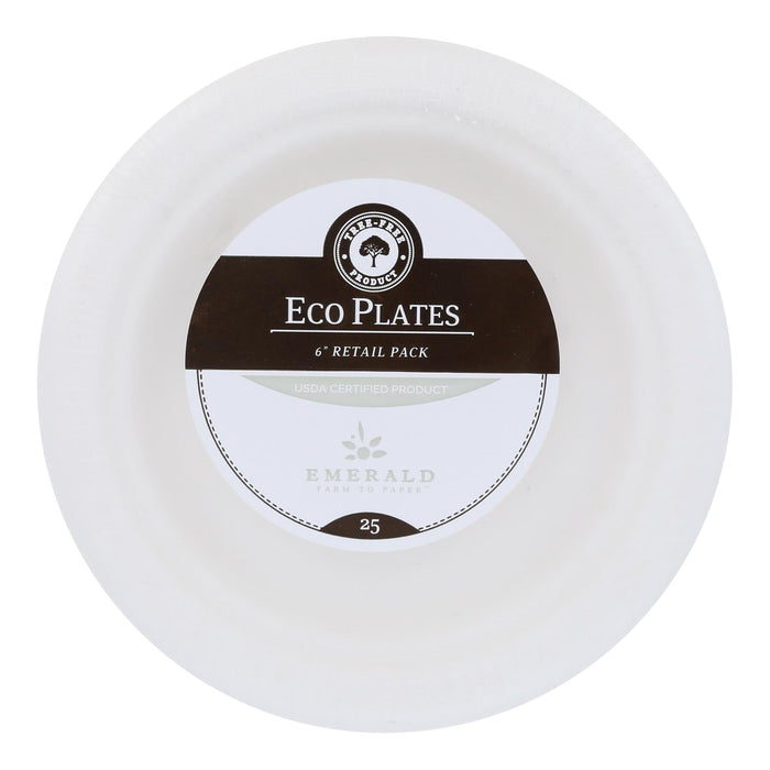 Emerald Brand Compostable 6" Plates for Eco-Friendly Tableware (Pack of 20)
