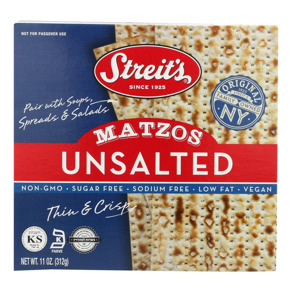 Checkers Matzos Streit's Unsalted Matzo Crackers, 11 Oz (Pack of 12) — Specialty Food ...