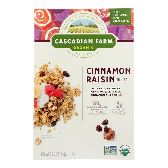 Cascadian Farm Organic Cinnamon Raisin Granola Cereal, 15.6 Oz. Pack of 6