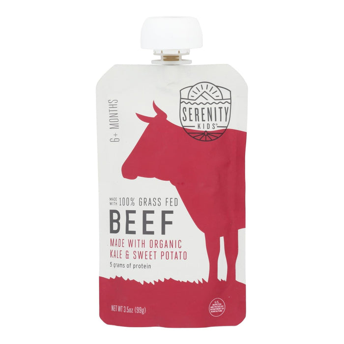 Serenity Kids Beef Kale Puree Pouches - 3.5 Oz (Pack of 6)