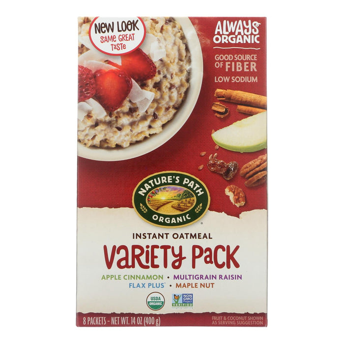 Nature's Path Organic Hot Oatmeal Variety Pack: Apple Cinnamon, Maple Brown Sugar & Raisin Bran (6 - 14 Oz. Canisters)