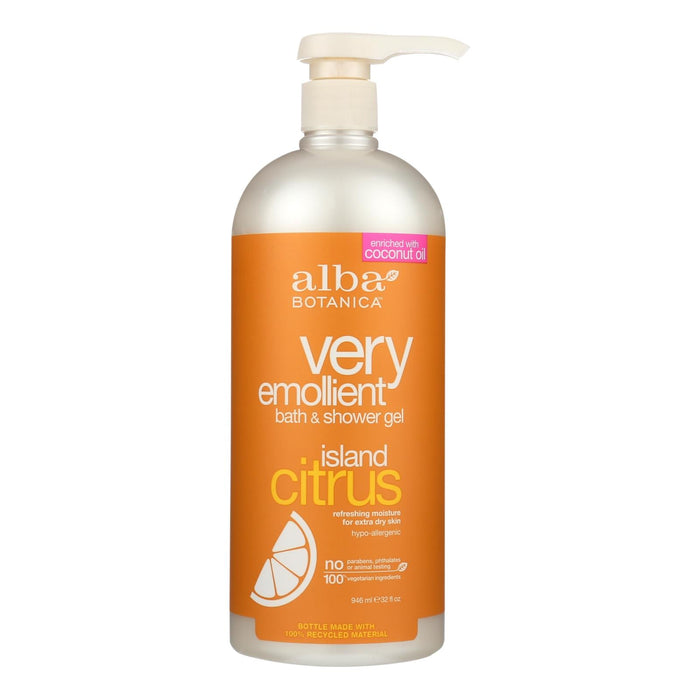 Alba Botanica Very Emollient Island Citrus Bath and Shower Gel, 32 Fl Oz