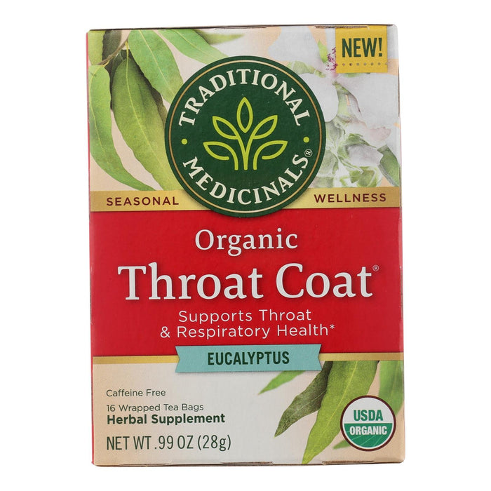 Traditional Medicinals Throat Comfort Eucalyptus Herbal Tea, 6 x 16-Bag Packs