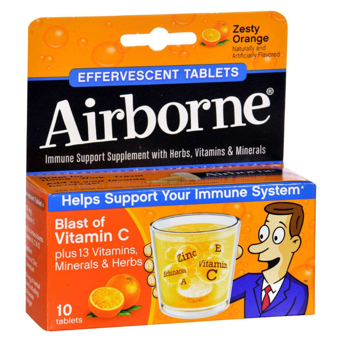 Airborne Zesty Orange Effervescent Vitamin C Tablets (Pack of 10)